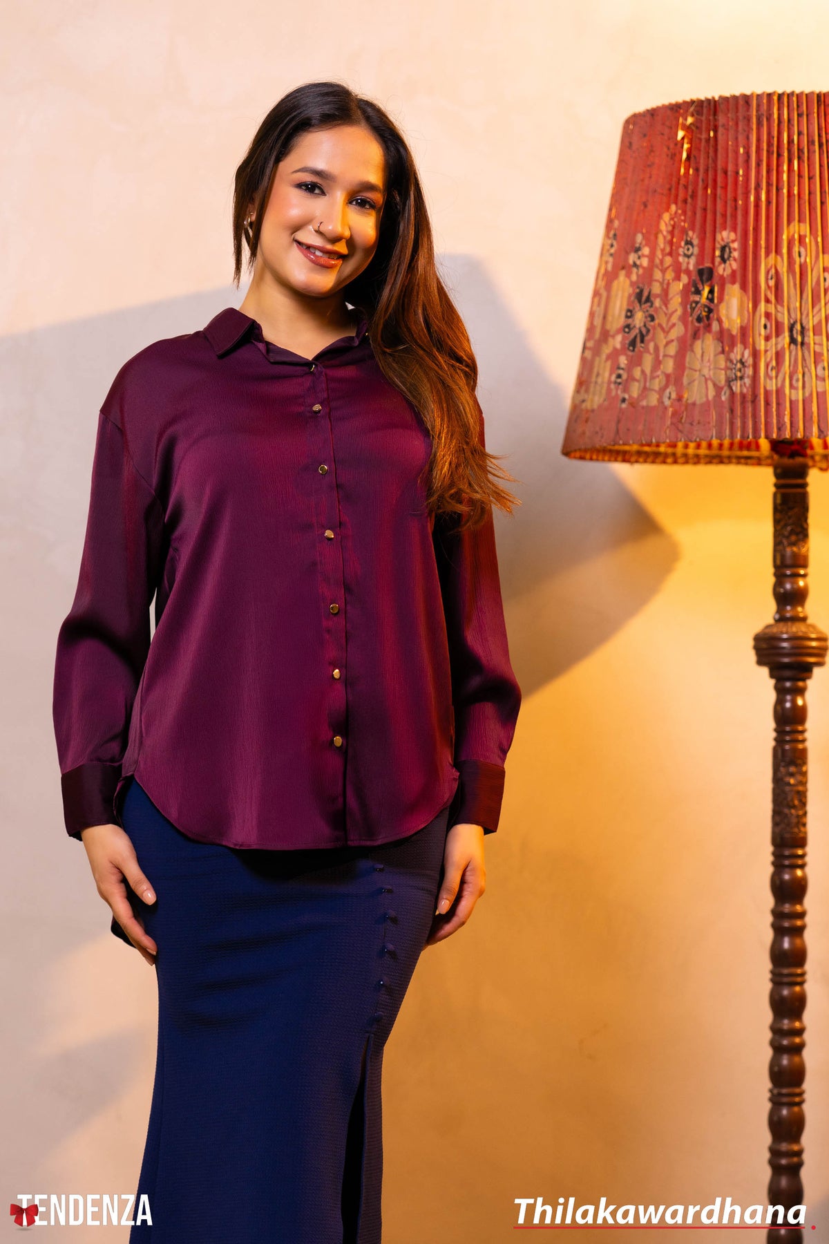 Tendenza Gold Buttoned Satin Shirt