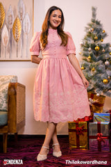 Tendenza Petale De Rose Embroidered Midi Dress