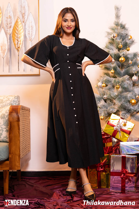 Tendenza Contrast Binding Flared Maxi Dress