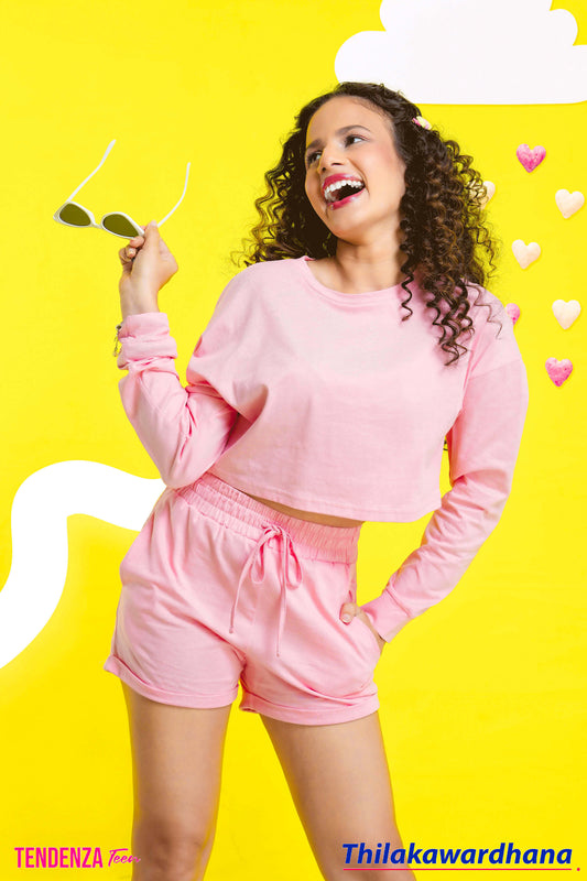 Tendenza Teen Crop Hoodie With Short