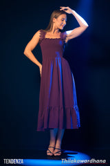 Tendenza Smocked Lace Detailed Elegant Midi Dress