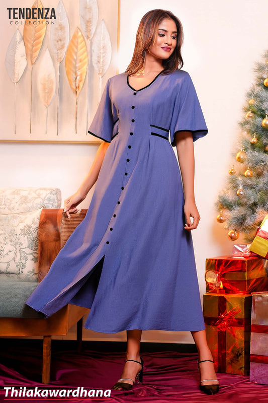 Tendenza Contrast Binding Flared Maxi Dress