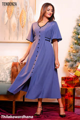 Tendenza Contrast Binding Flared Maxi Dress