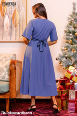 Tendenza Contrast Binding Flared Maxi Dress