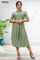 Tendenza Short Sleeve Pocket Detailed Dress