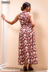 Tendenza Sleeveless High Neck Linen Maxi Dress