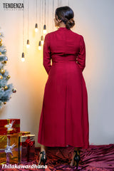 Tendenza V Neck Ruched Waist Maxi Dress