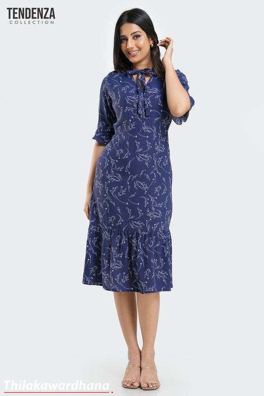 Tendenza Tie Front Ruffled Midi Dress