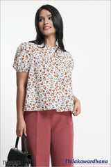 Tendenza Puff Sleeve Floral Printed Top