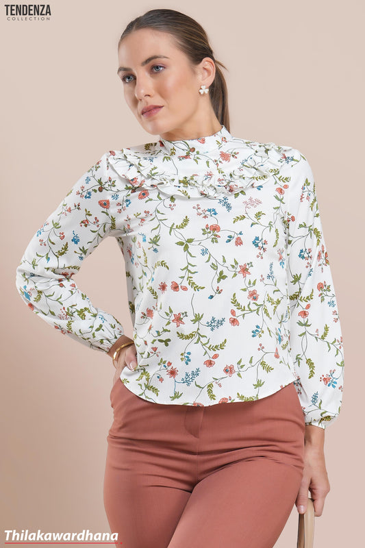 Tendenza Frill Detailed Long Sleeve Top