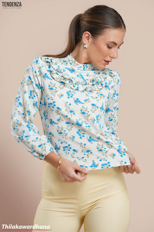 Tendenza Frill Detailed Long Sleeve Top