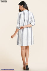 Tendenza Bishop Sleeve Button Down Shift Dress