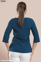 Tendenza Three Quarter Sleeve Waist Gathered Top