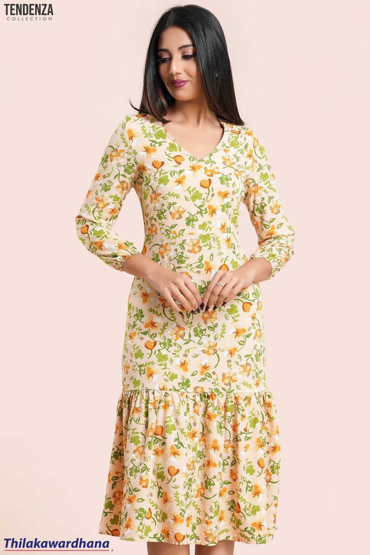 Tendenza Ruffle Hem A Line Dress