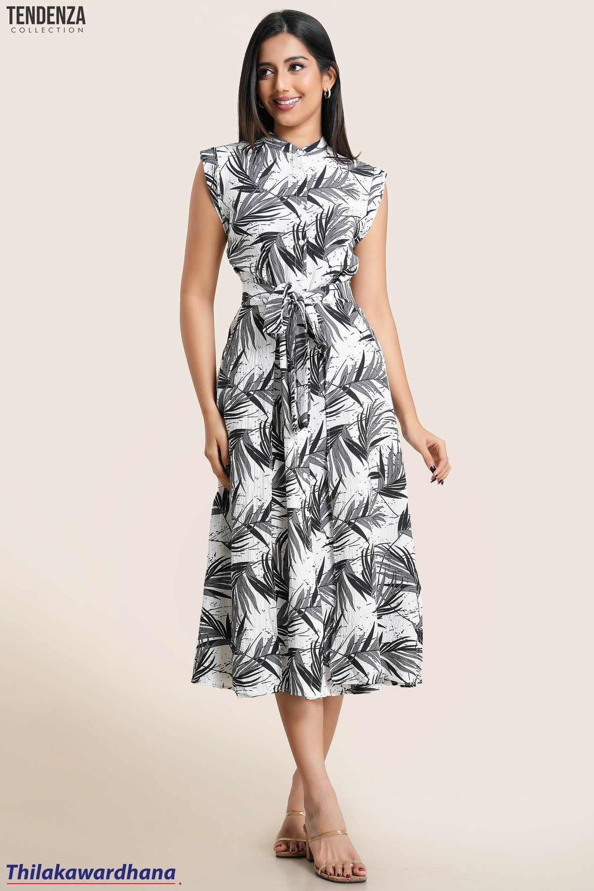 Tendenza Waist Belted Shirt Maxi Dress