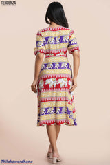 Tendenza Puff Sleeve Midi Dress