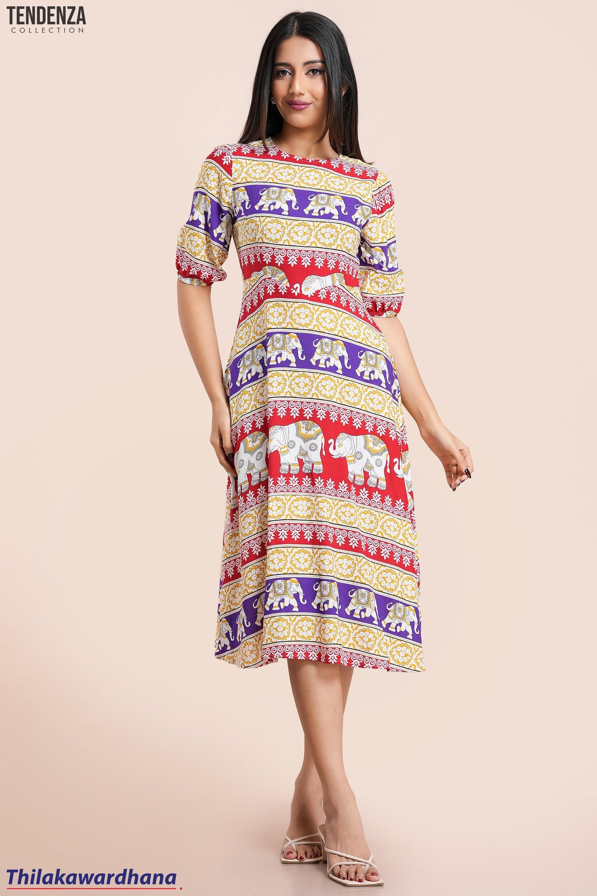 Tendenza Puff Sleeve Midi Dress