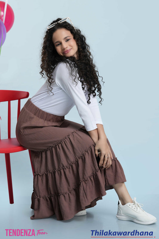 Tendenza Teen Ruffle Frill Midi Skirt