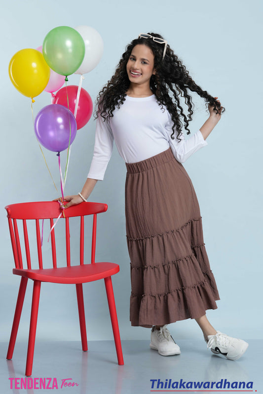 Tendenza Teen Ruffle Frill Midi Skirt