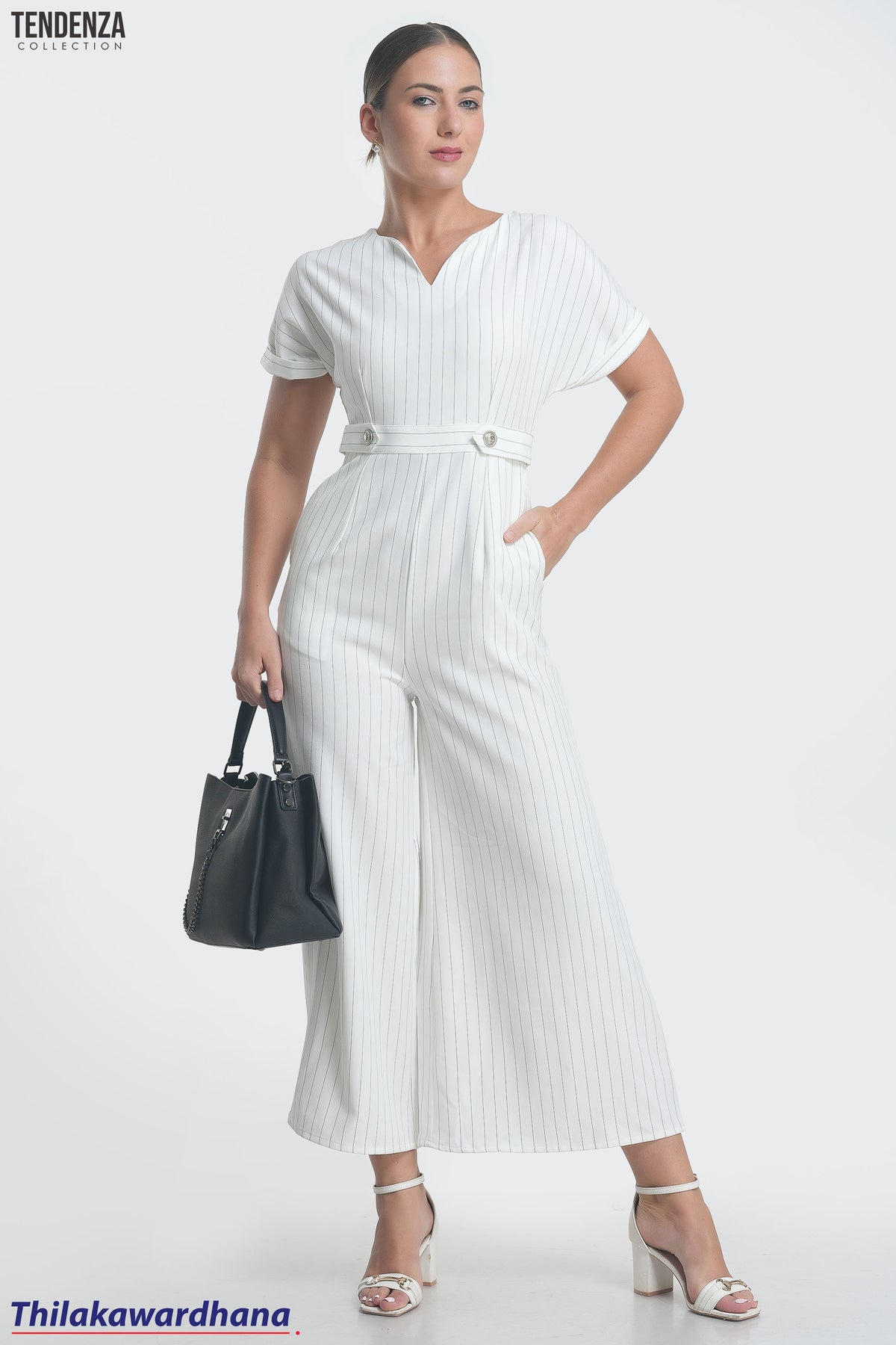 Tendenza Short Sleeve Wide Leg Jumpsuit