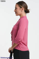 Tendenza Cascade Ruffle Choker Blouse