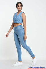 Mid Waist Light Washed Jean