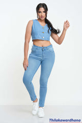 Mid Waist Light Washed Jean