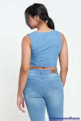 Engage V Neck Chambray Denim Top