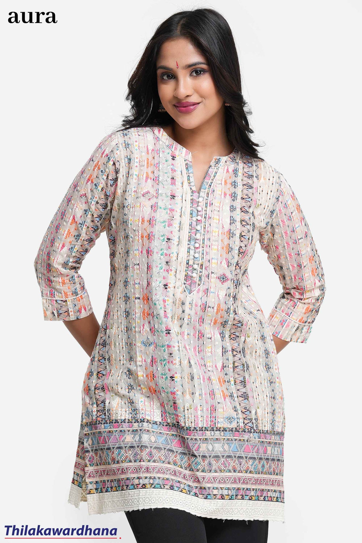 Aura Embroidered Kurtha Top