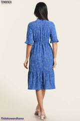 Tendenza Tie Front Ruffled Midi Dress