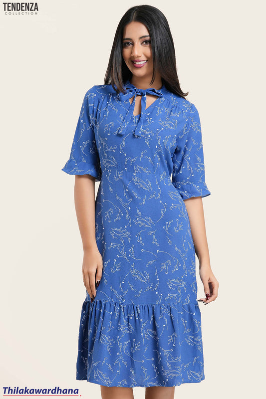 Tendenza Tie Front Ruffled Midi Dress