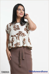 Tendenza Contrast Detaled Puff Sleeve Top