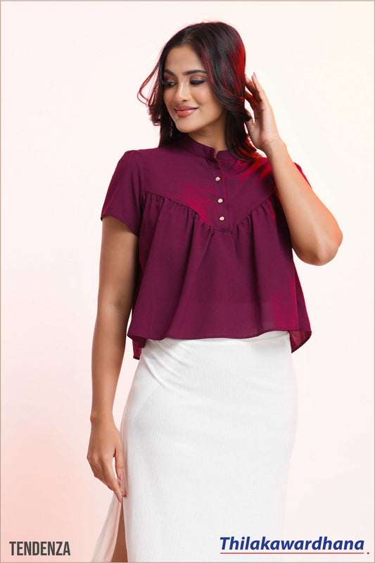 Tendenza Button Detailed Sheer Top