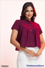 Tendenza Button Detailed Sheer Top