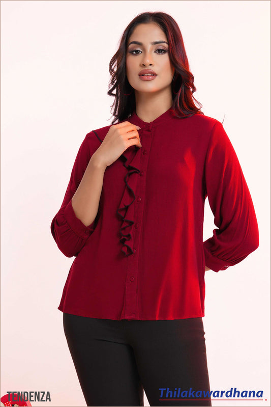 Tendenza Cascade Ruffle Choker Blouse