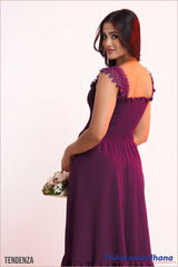 Tendenza Smocked Lace Detailed Elegant Midi Dress