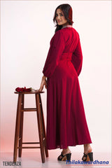 Tendenza Bishop Sleeve Maxi Dress