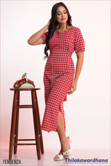Tendenza Short Sleeve Belted Midi Dress