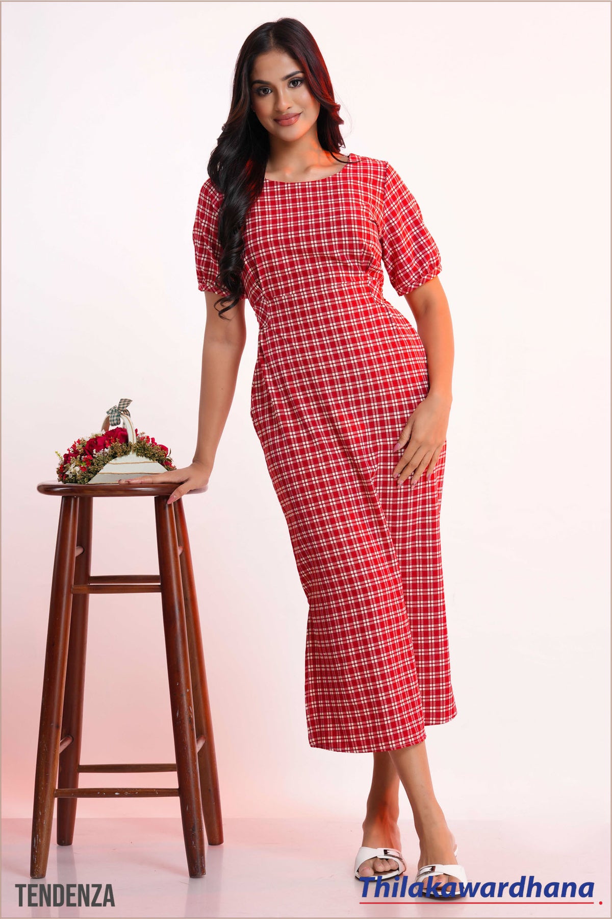 Tendenza Short Sleeve Belted Midi Dress