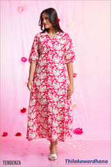 Tendenza Puff Sleeve A Line Maxi Dress