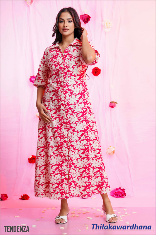 Tendenza Puff Sleeve A Line Maxi Dress