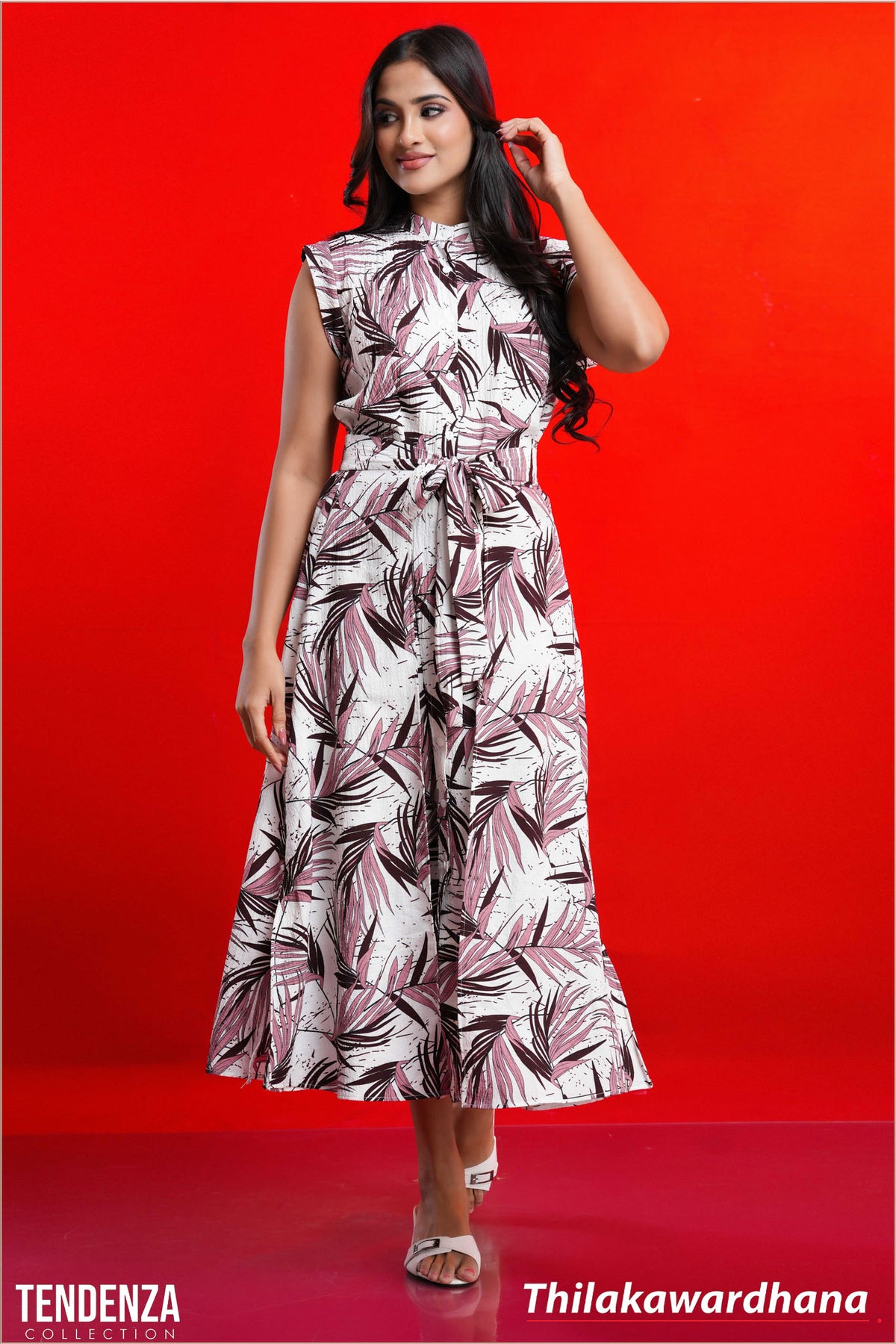 Tendenza Waist Belted Shirt Maxi Dress