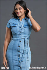 Aura Classic Curve Light Washed Denim Dress