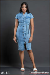 Aura Classic Curve Light Washed Denim Dress