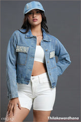 Aura Luxe Pearl Edge Denim Jacket