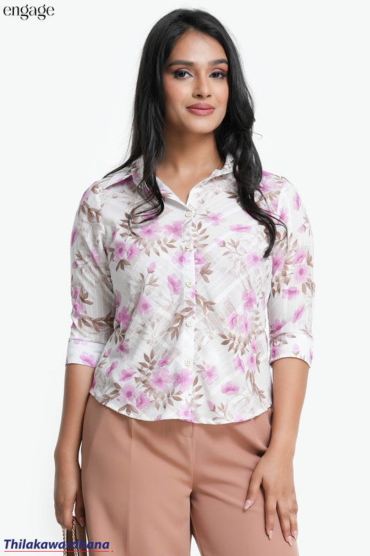Engage Floral Printed Buttoned Up Top