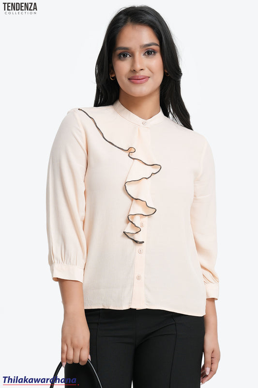 Tendenza Cascade Ruffle Choker Blouse