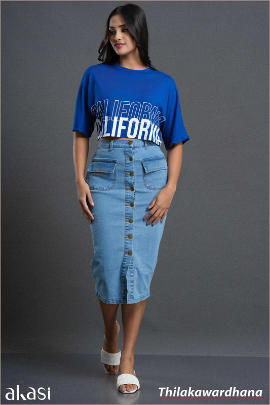 Akasi High Waist Denim Skirt