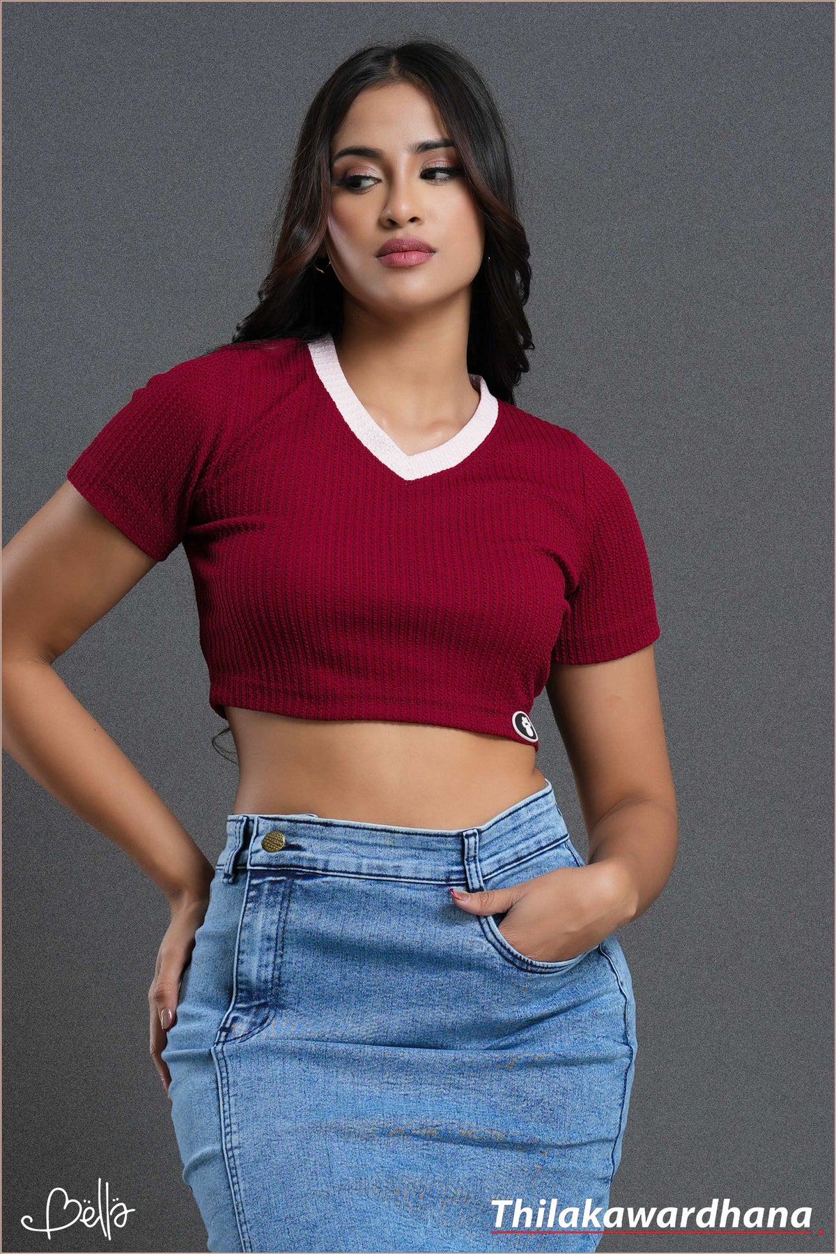 Bella V Neck Crop Tee