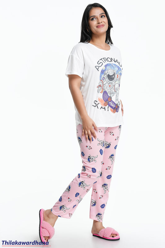 Printed 3pcs Pijama Kit - Free Size